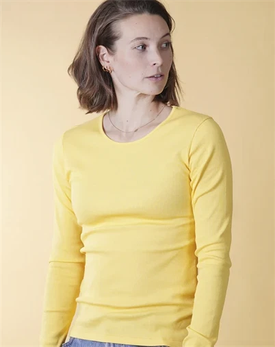Elsk - Rib Womens Langærmet Trøje - Pale Yellow